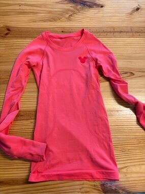lululemon athletica Girls' Long Sleeve Performance Top - Bright Pink Mickey logo